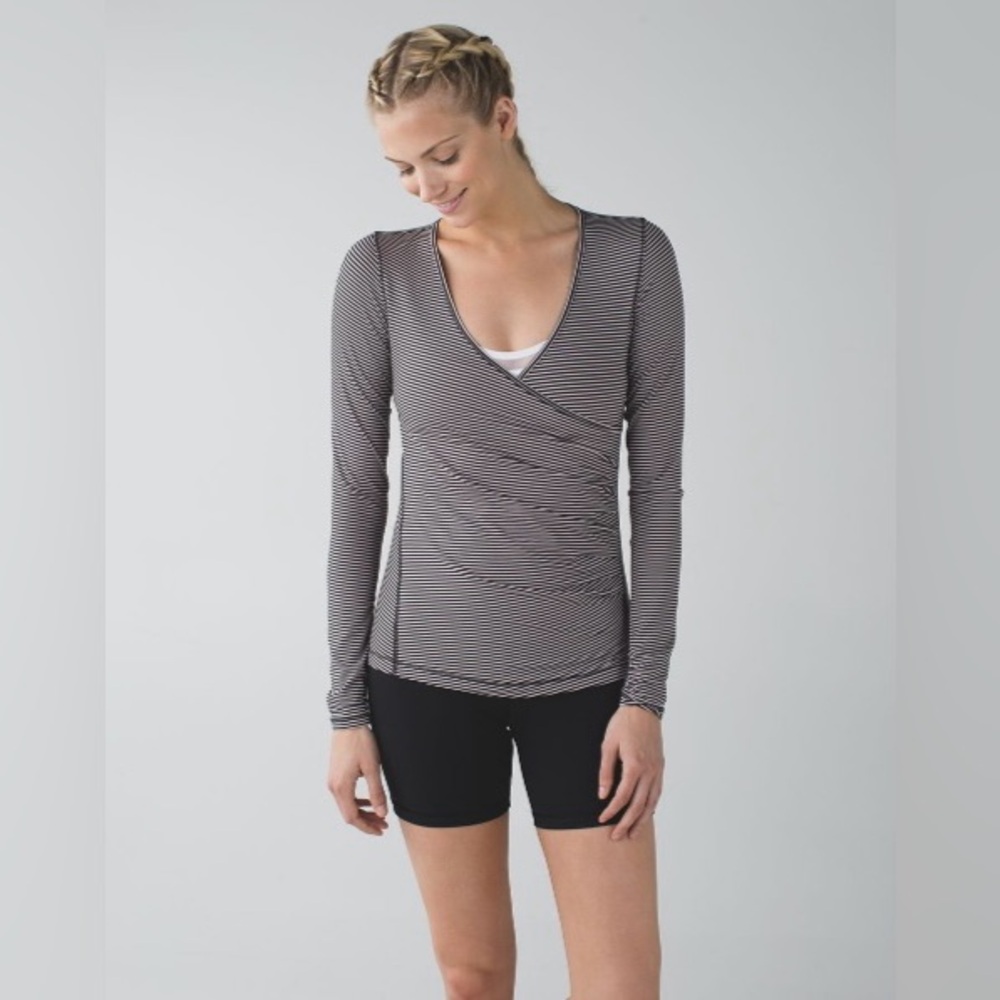 Striped V-Neck Long Sleeve Top